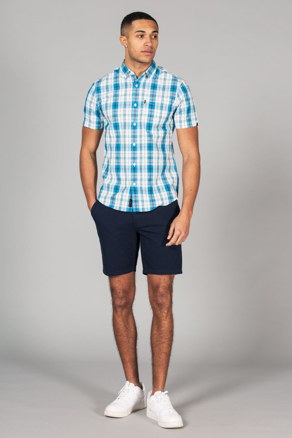 Tokyo Laundry Tokyo Laundry Men's Cotton Short Sleeve Button-Up Checked Shirt in Blue - 3