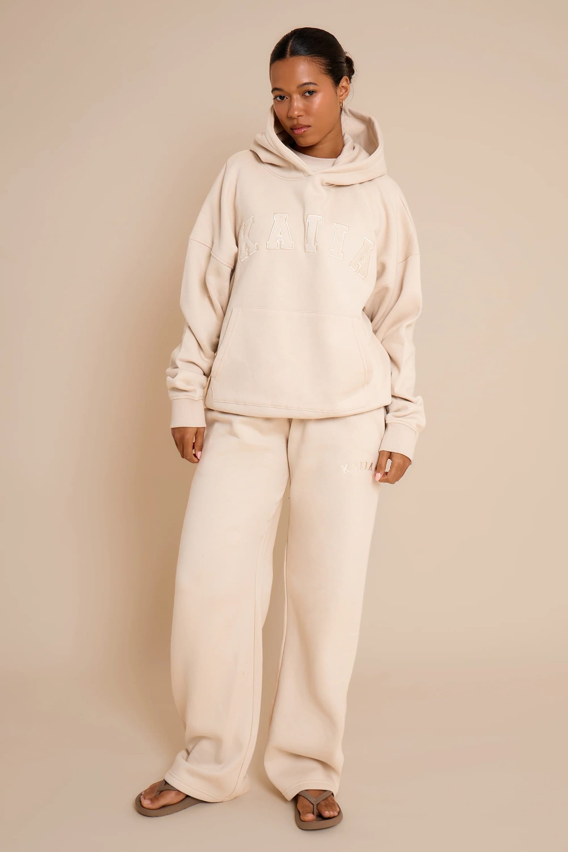 Kaiia Kaiia Slogan Oversized Hoodie Chalk - 4