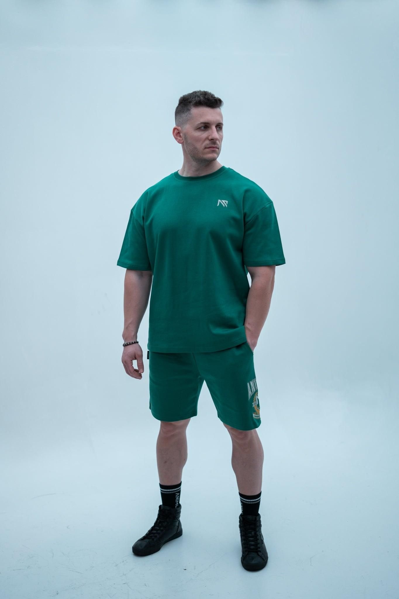 Animus Animus Men's Momentum Varsity Shorts in Bottle Green - 4