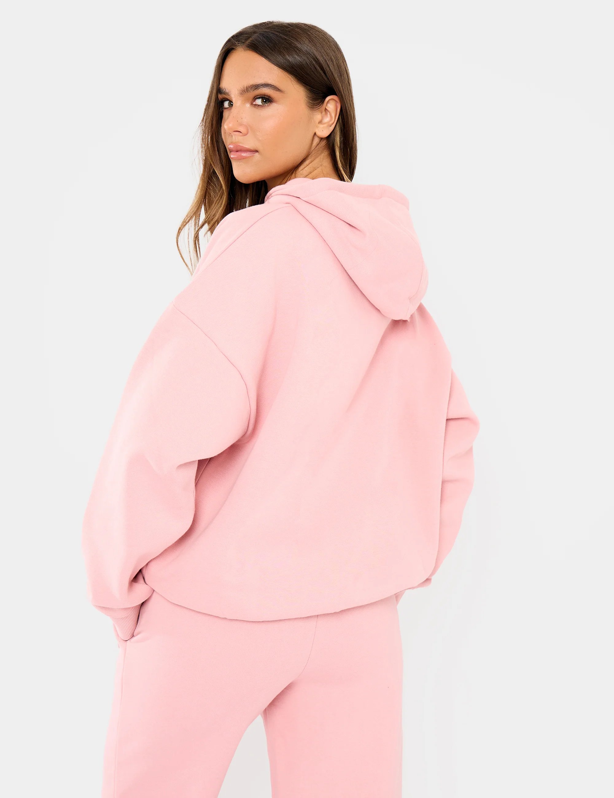 Kaiia Kaiia Embossed Logo Oversized Hoodie Dusty Rose - 4