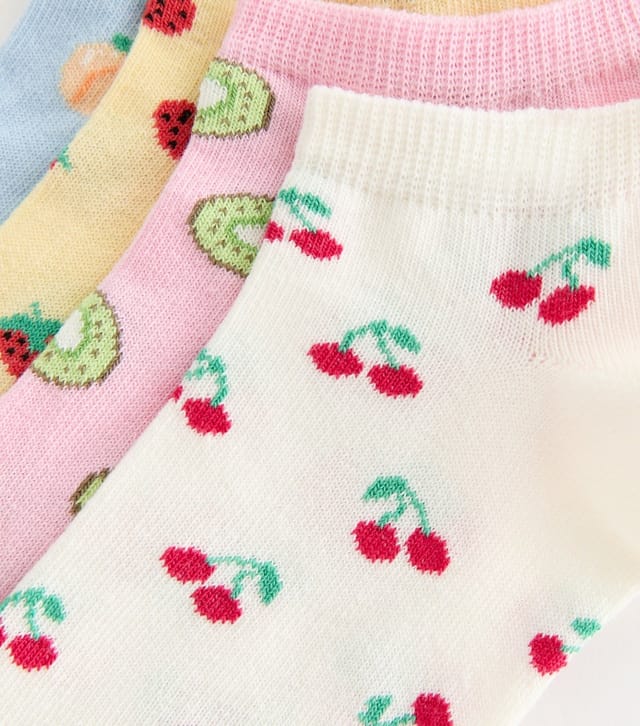New Look Pack of 4 Multicolour Cotton Rich Fruit Pattern Trainer Socks New Look - 2