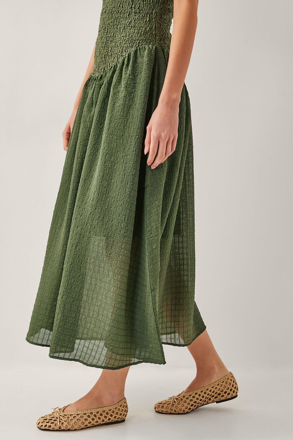 Monsoon Monsoon Women's Dee Drop Waist Midi Dress Green - 4