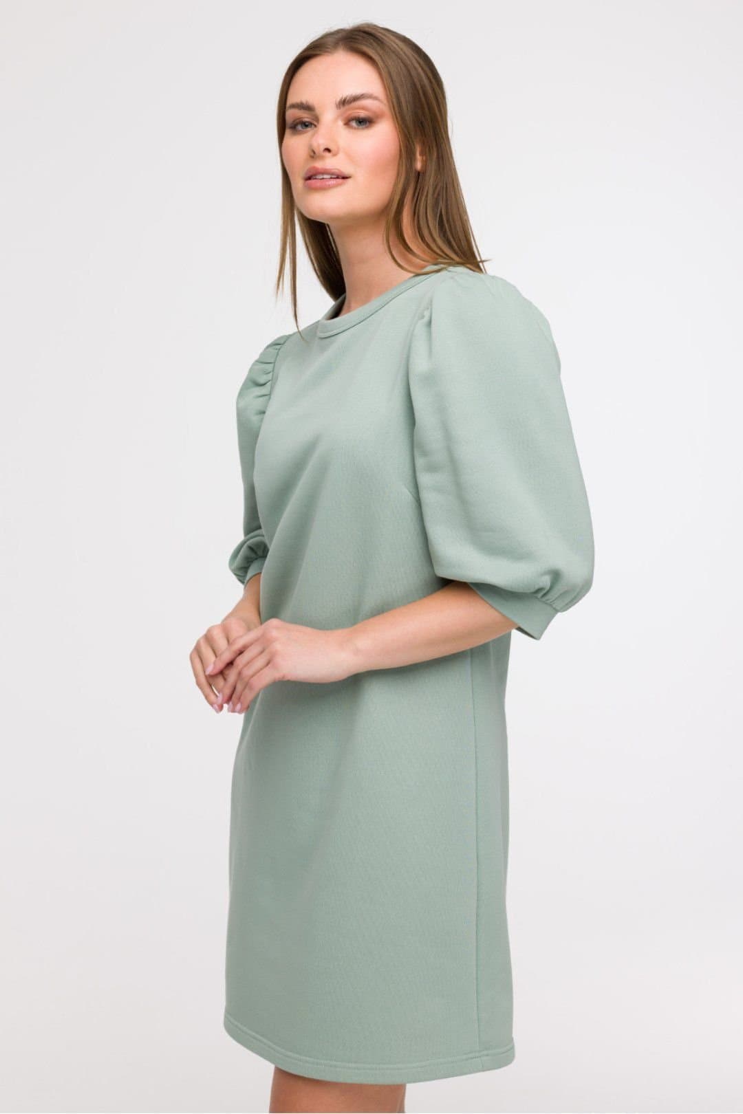 Love Lace Love Lace Women's Loose Aline Day Dress with 3/4 Sleeves in Green