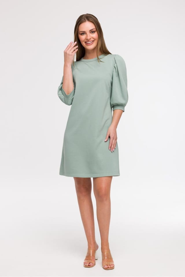 Love Lace Love Lace Women's Loose Aline Day Dress with 3/4 Sleeves in Green - 2