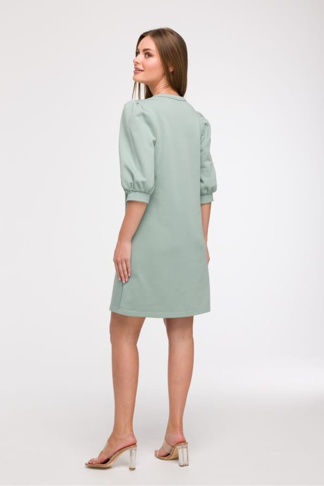 Love Lace Love Lace Women's Loose Aline Day Dress with 3/4 Sleeves in Green - 3