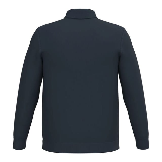 Spasso Spasso Men's Knitted Long-Sleeved Polo Shirt in Navy - 2