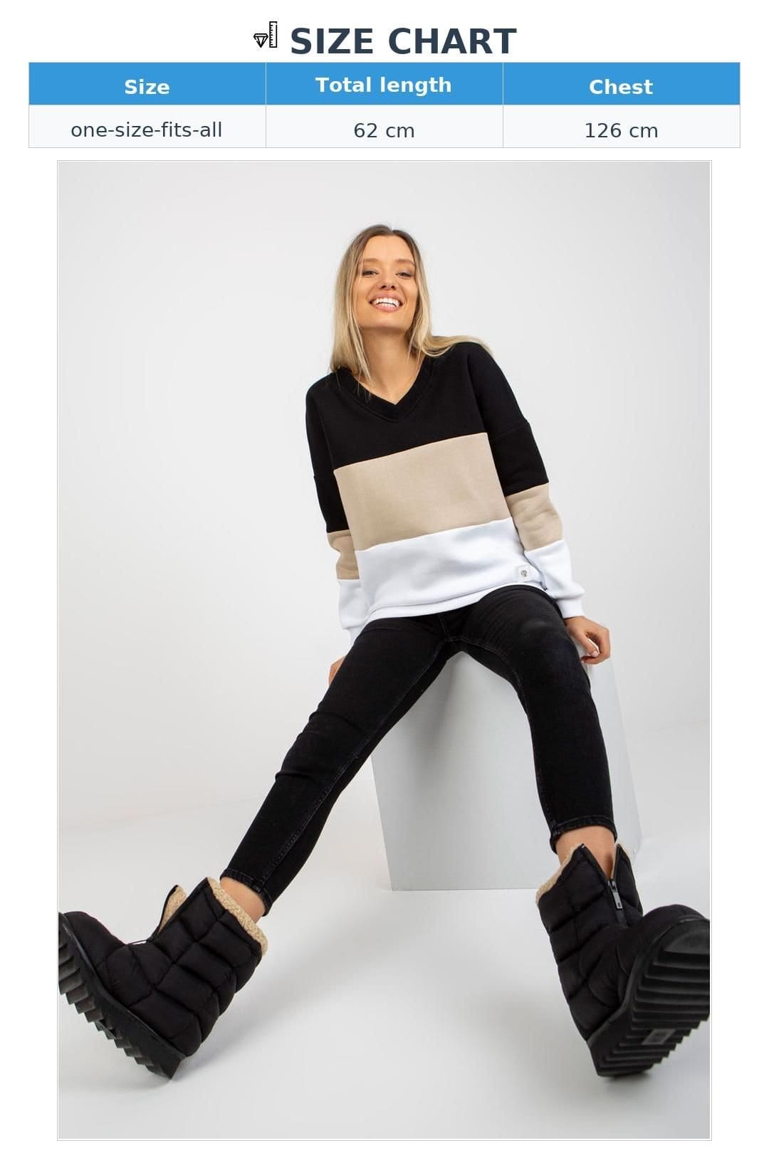 Love Lace Love Lace Women's Cotton V Neck Color Trim Sweatshirt in Beige - 4