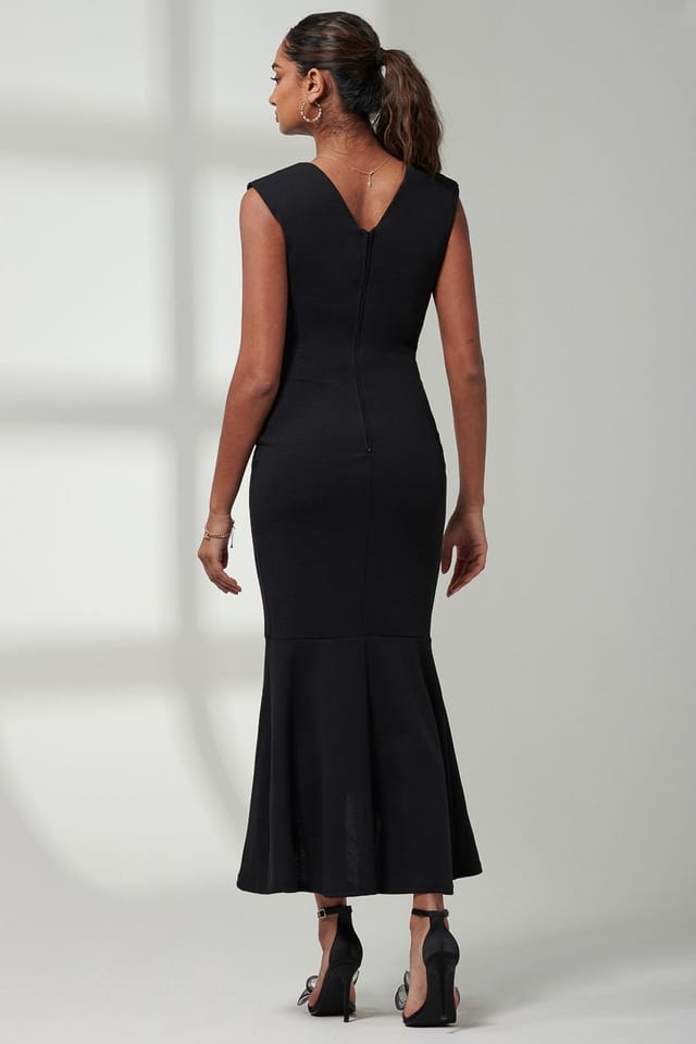 Jolie Moi Jolie Moi Women's Mabruka Frill Fishtail Maxi Dress in Black - 2