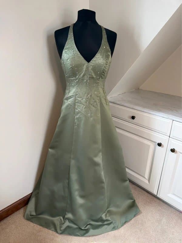 Morgan & Co. Morgan & Co Vintage y2k 90s 00s Green Crystal Ball Gown Evening Prom Dress Size 6/8