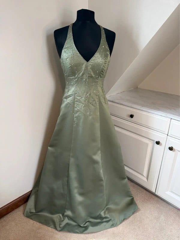 Morgan & Co. Morgan & Co Vintage y2k 90s 00s Green Crystal Ball Gown Evening Prom Dress Size 6/8 - 1