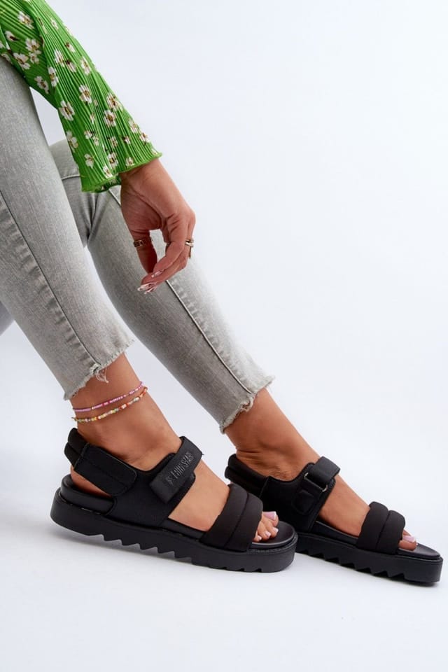 Love Lace Love Lace Women's Big Star Platform Sandals with Velcro Strap for Easy Fit in Black - 3