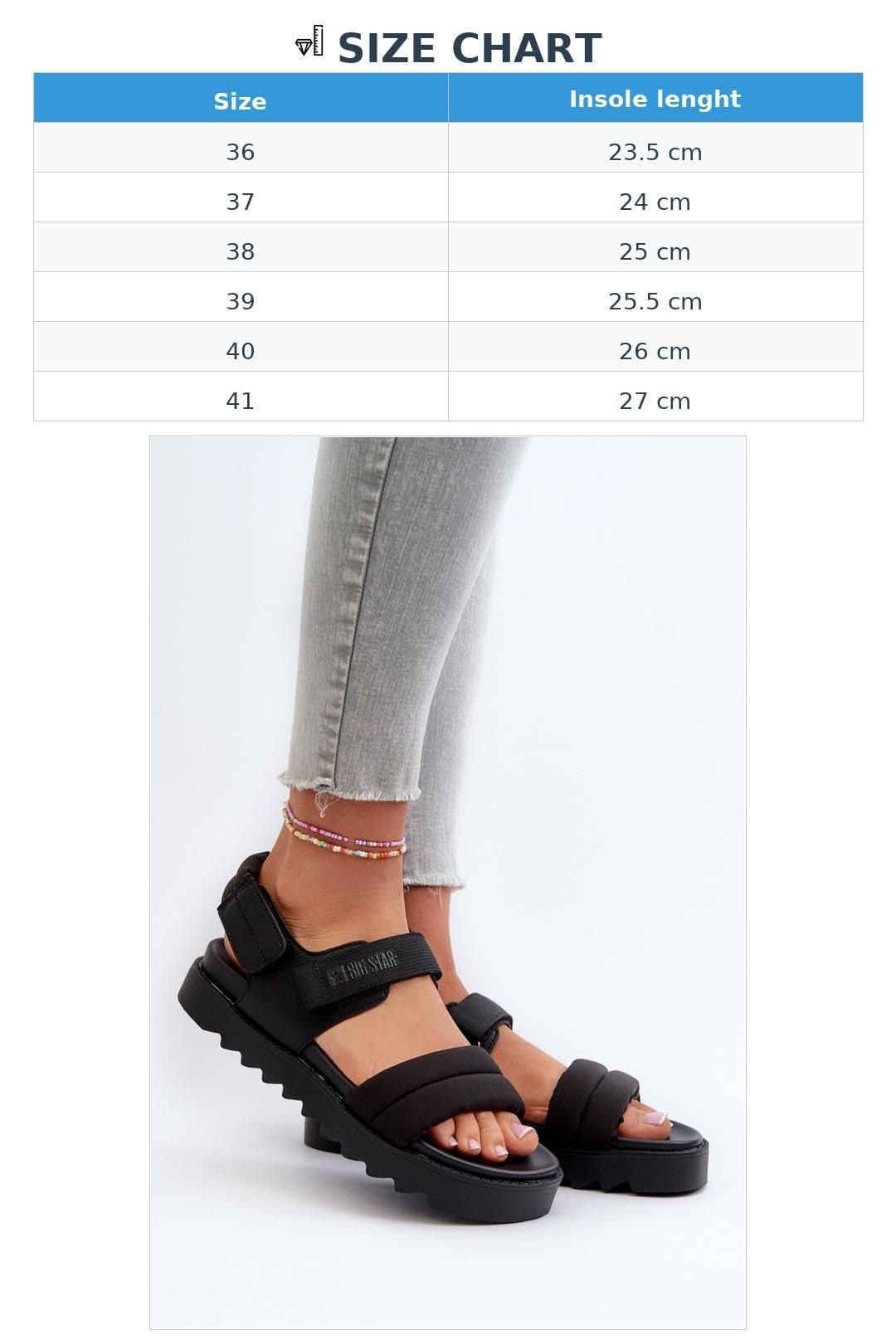 Love Lace Love Lace Women's Big Star Platform Sandals with Velcro Strap for Easy Fit in Black - 4