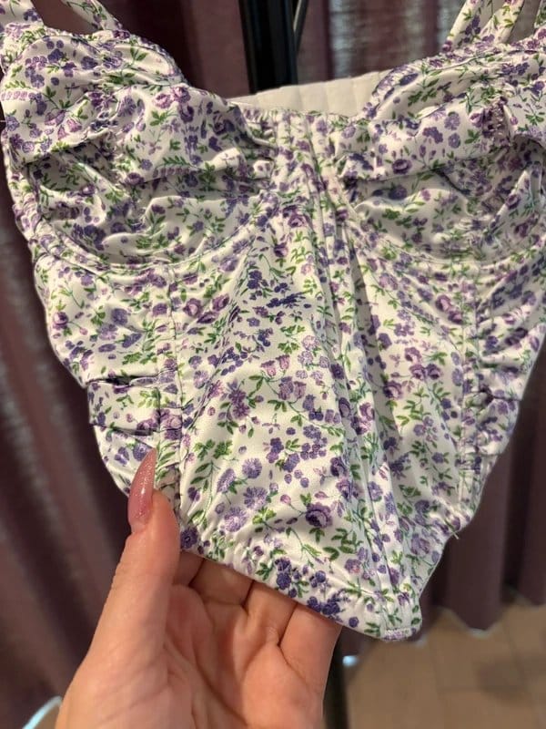 ASOS Asos purple white floral corset top 30D - 1
