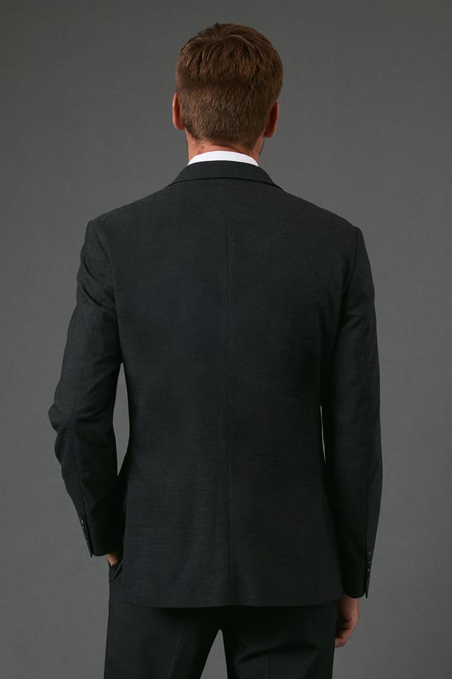 Burton Burton Men's Charcoal Tailored Fit Essential Suit Jacket - 3