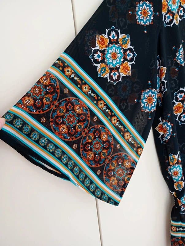New Look Black Patterned Top size 10