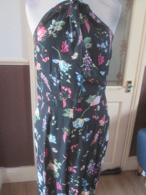 Lipsy Lipsy twist front halter black floral jumpsuit size 12 Brand new with tags - 1