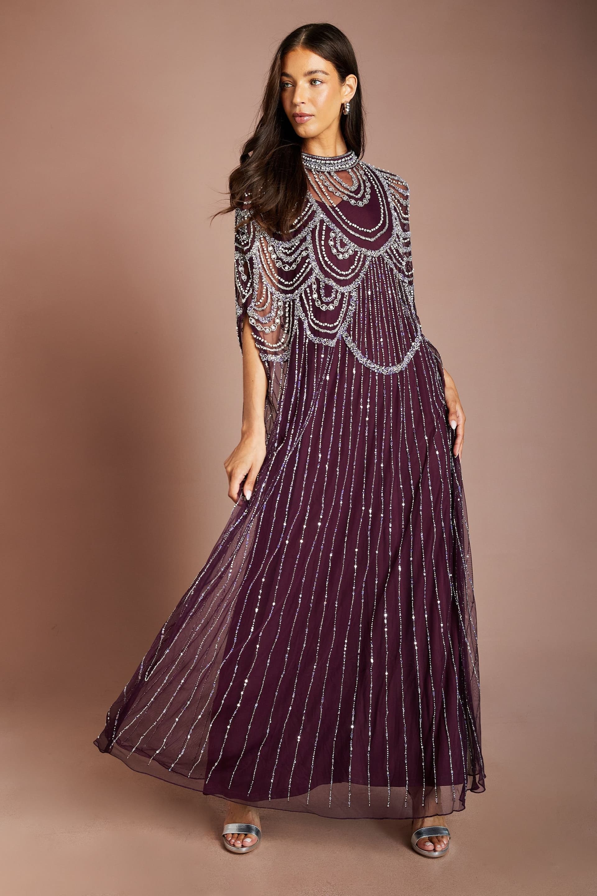 Coast Coast Women's Heavily Embellished Maxi Dress in Fig