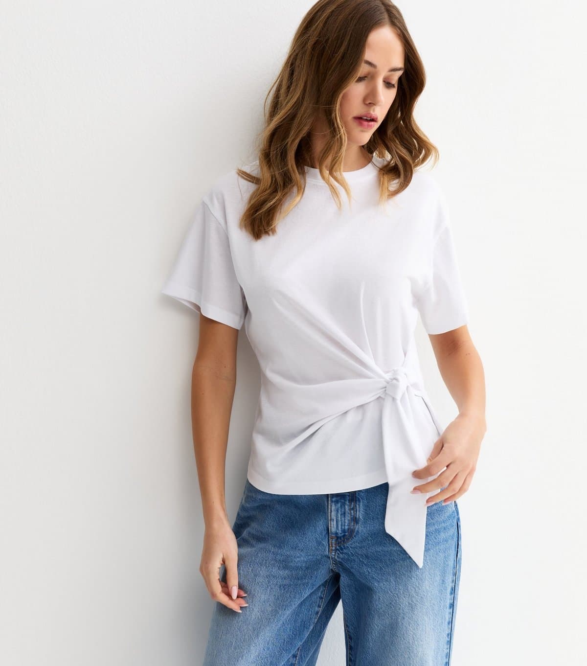 New Look Women's White Side Tie T-Shirt New Look