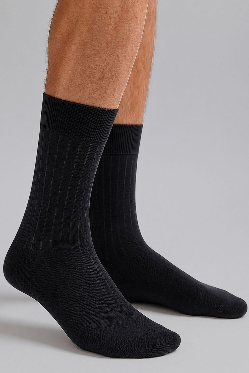 Steven Steven Men's Cotton Camel Wool Socks - Warm Breathable Comfort for Everyday Wear in Black - 4