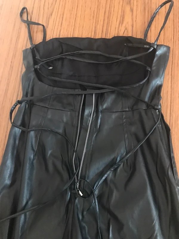 ASOS Design Leather look wide leg bandeau corset back jumpsuit 10 - 1