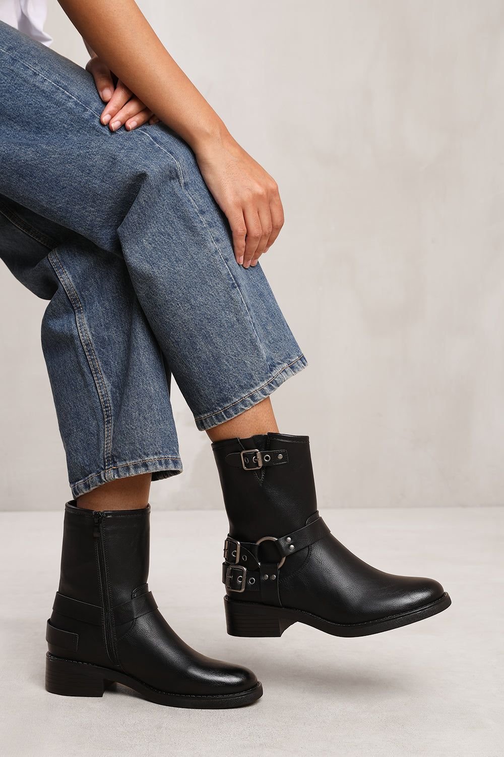 Wheres That From Where's That From Women's 'Micah' Ankle Boot With Buckle Detailing in Black - 2