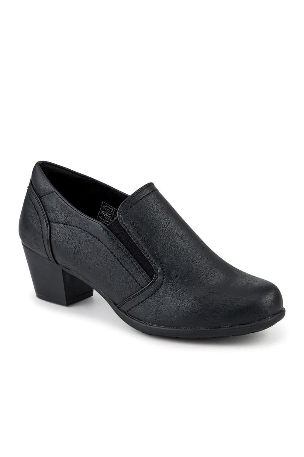 Pavers Pavers Women's Wide Fit Cone Heel Shoes in Black