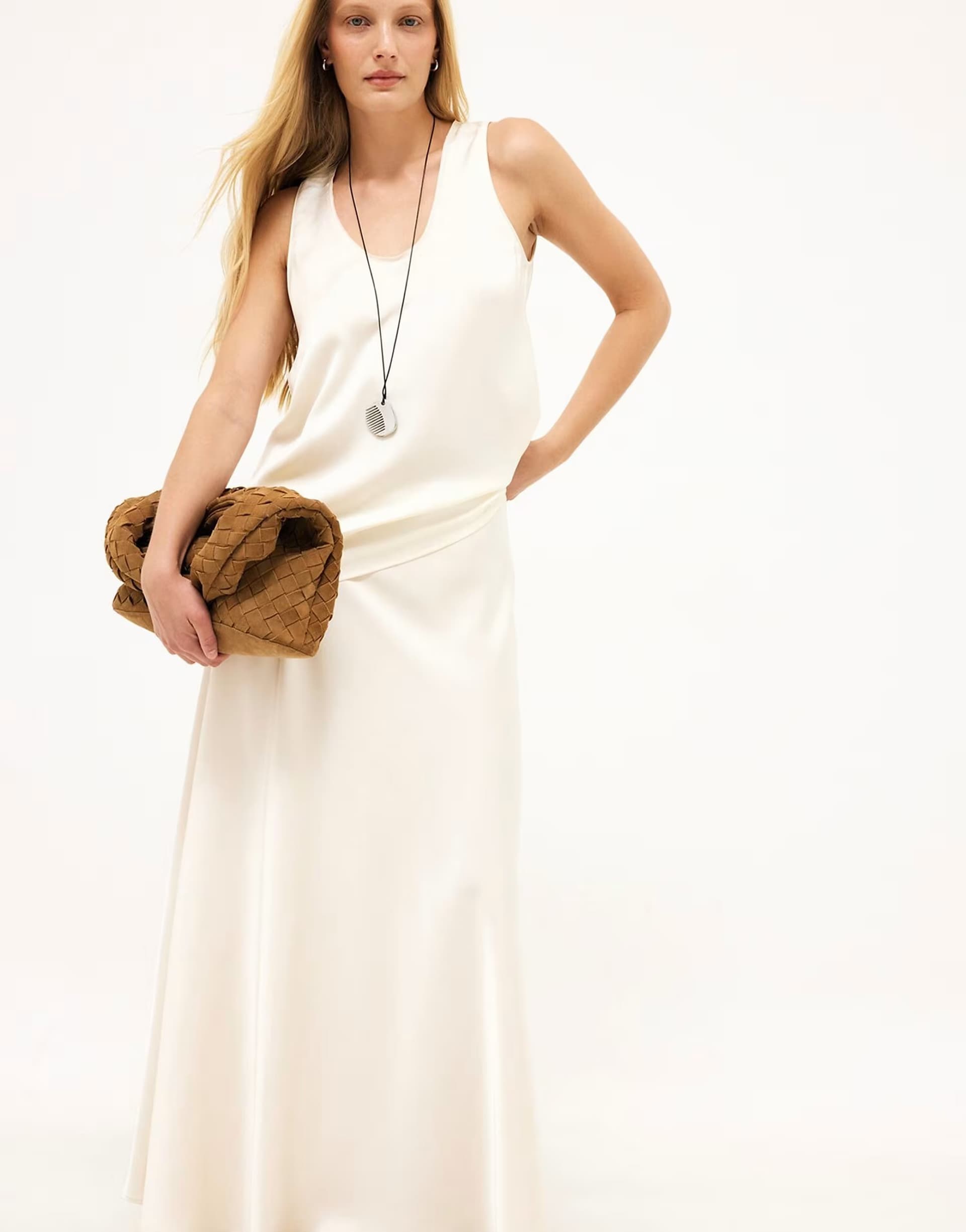 ASOS NA-KD Satin maxi skirt in champagne