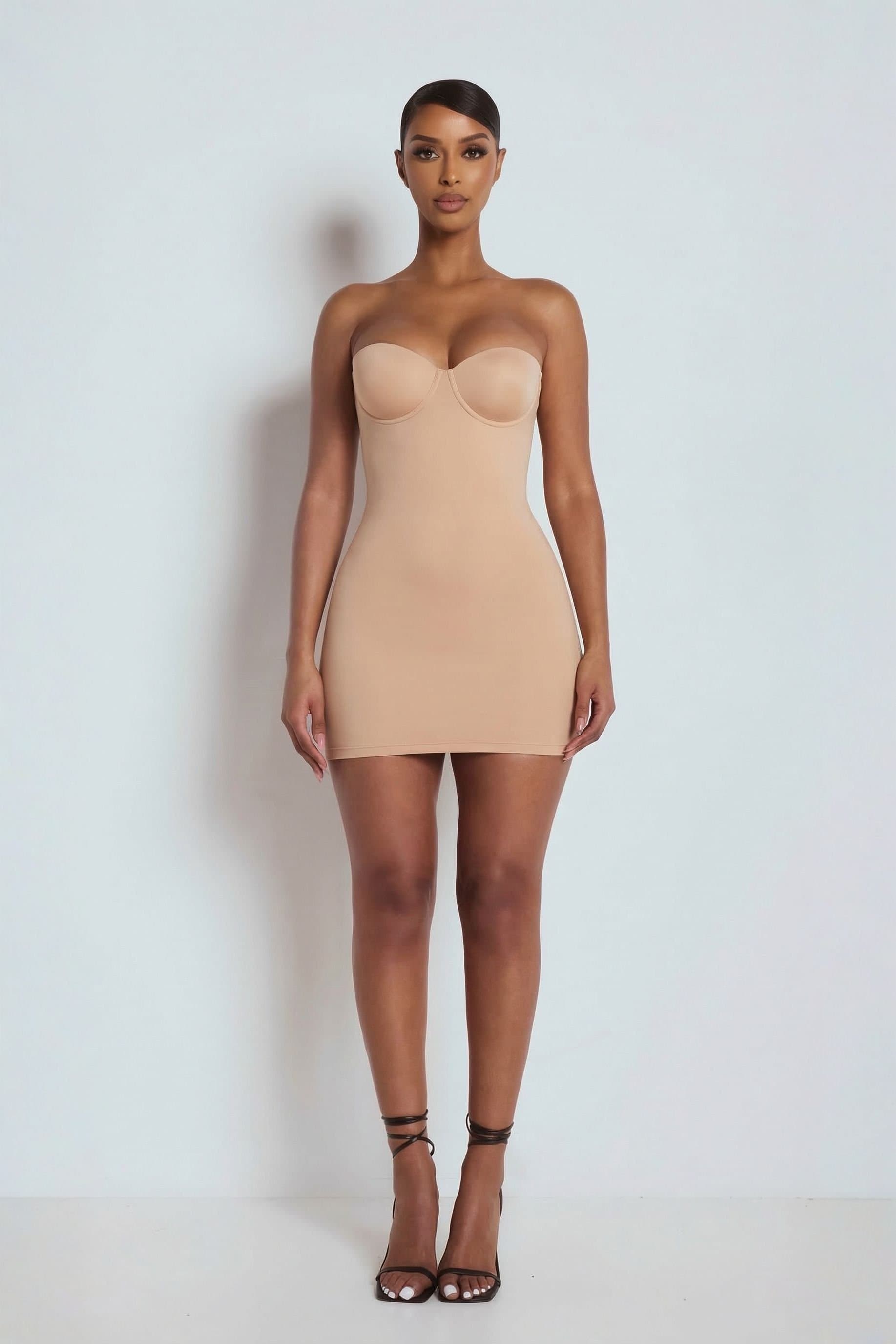 LEMONLUNAR LEMONLUNAR Women's Sculpt Seamless Mini Dress - Nude