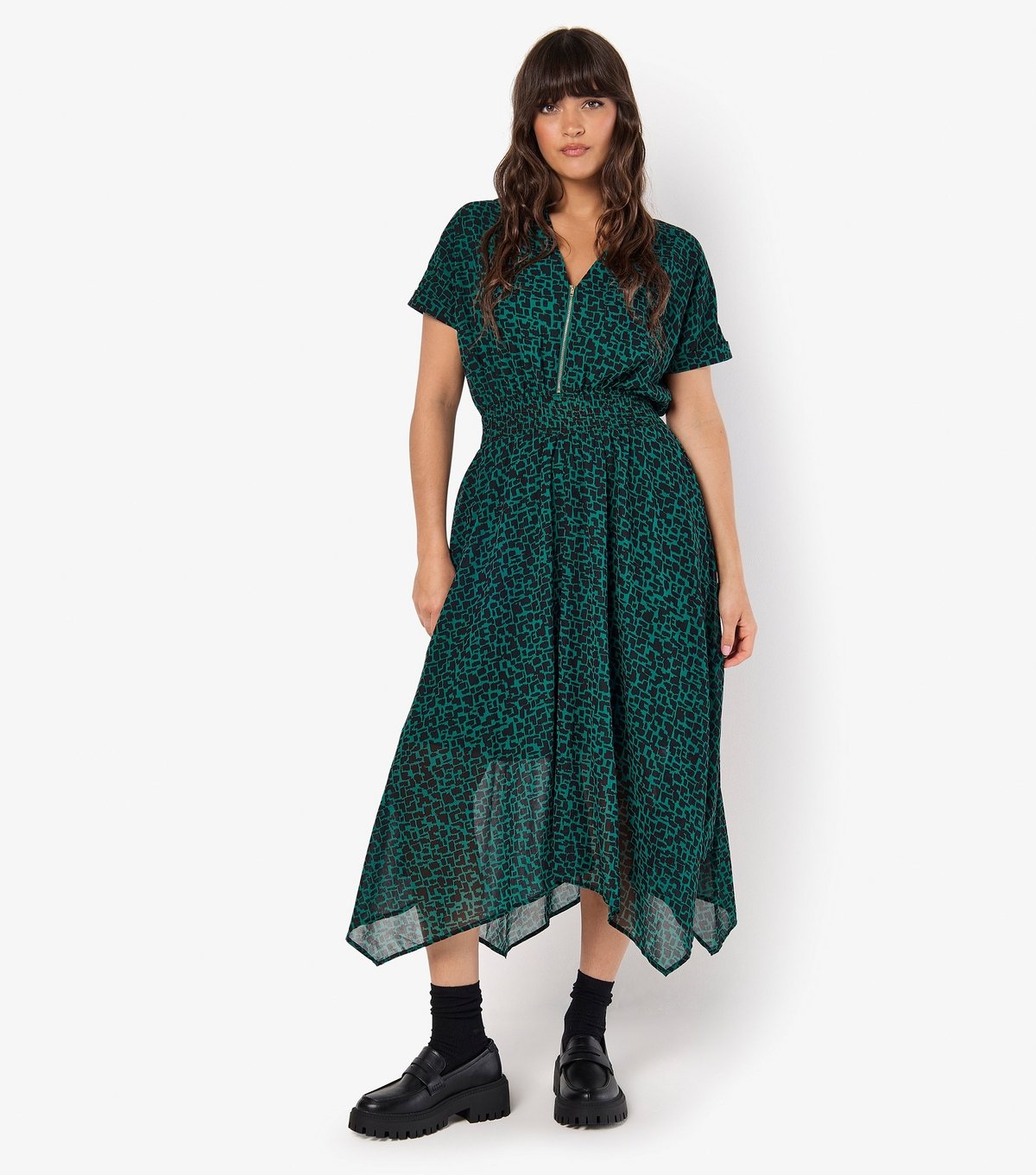 Apricot Women's Dark Green Square Pattern Midi Dress Apricot New Look - 2