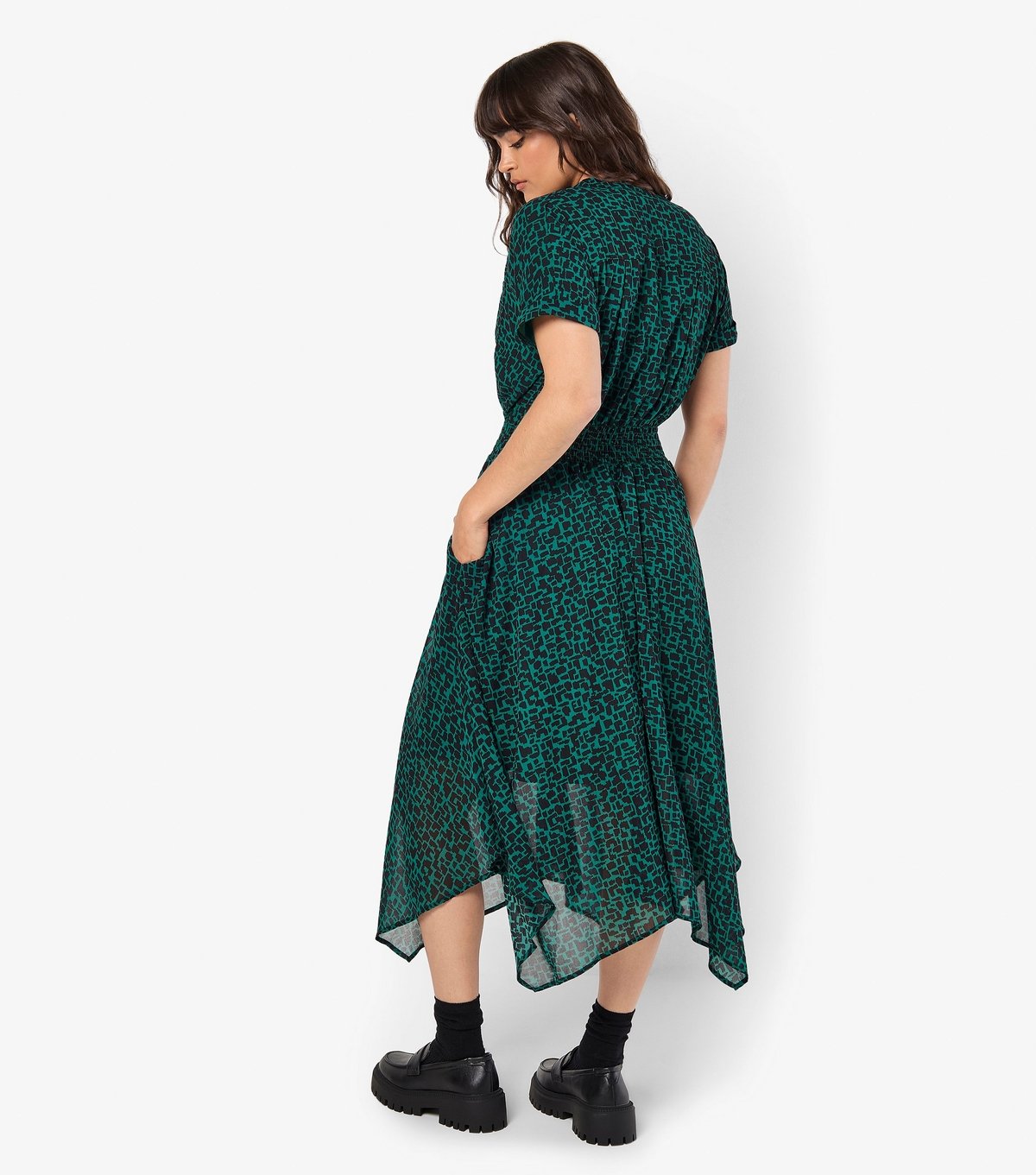 Apricot Women's Dark Green Square Pattern Midi Dress Apricot New Look - 3