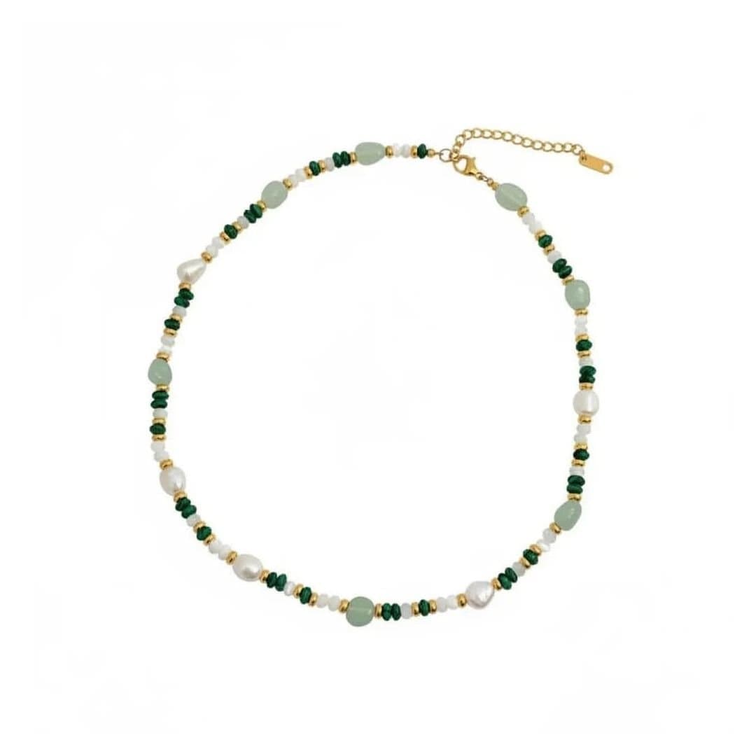Angel Barocco Angel Barocco Women's Green Beaded Baroque Pearl Necklace