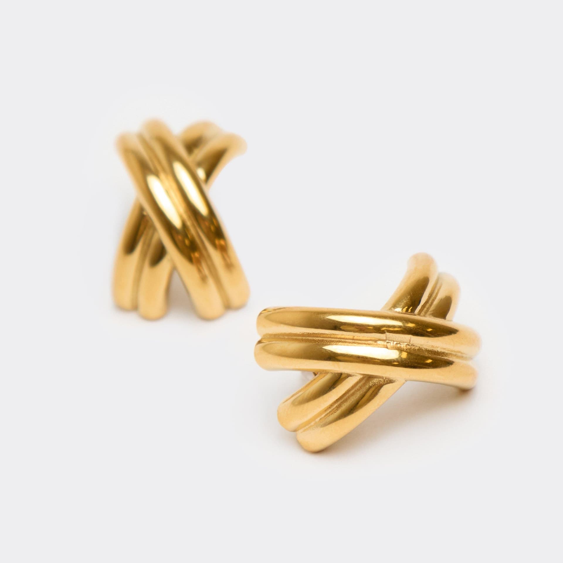 EGO Cross Shaped Stud Earrings In Gold, Women's Size UK 0