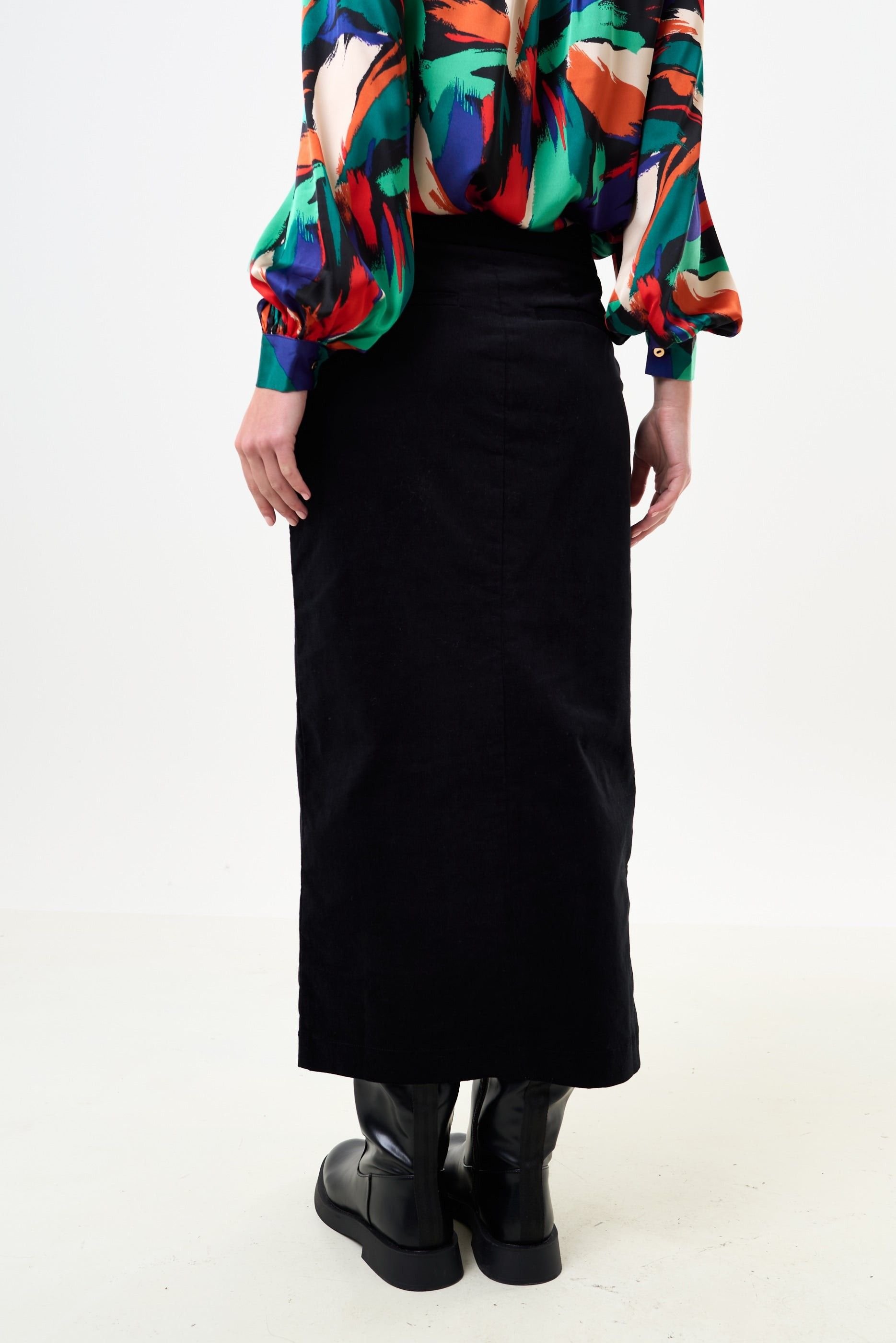 Louche Louche Women's Balthazar Babycord Midi Pencil Skirt - Black - 2