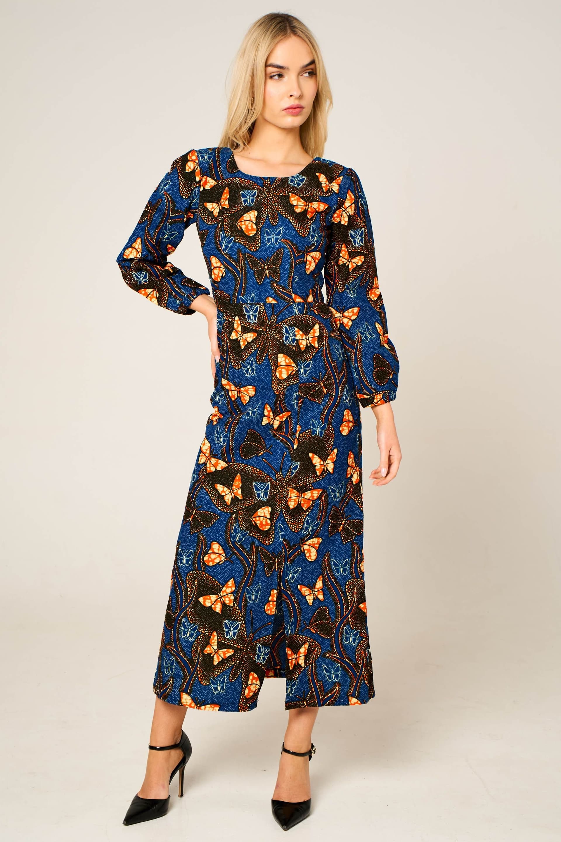 Dals Hart Dals Hart Women's Royal Blue Print Maxi Dress