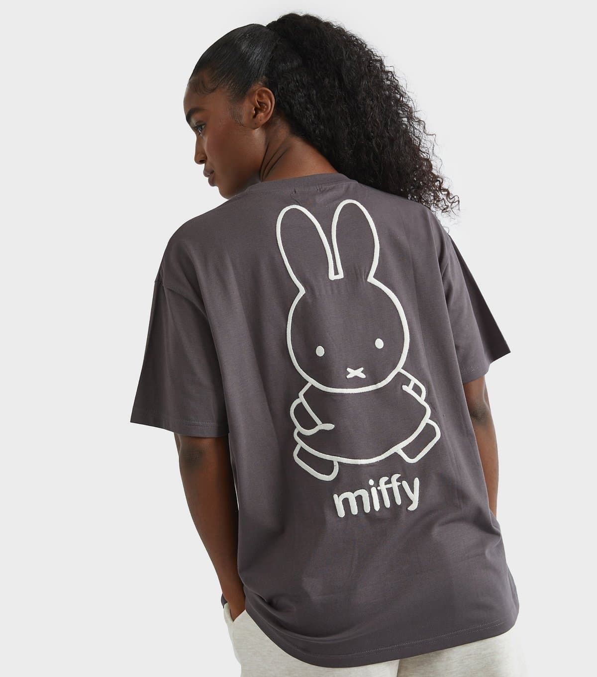 Skinnydip Women's Grey Miffy Outline Print T-Shirt Skinnydip New Look