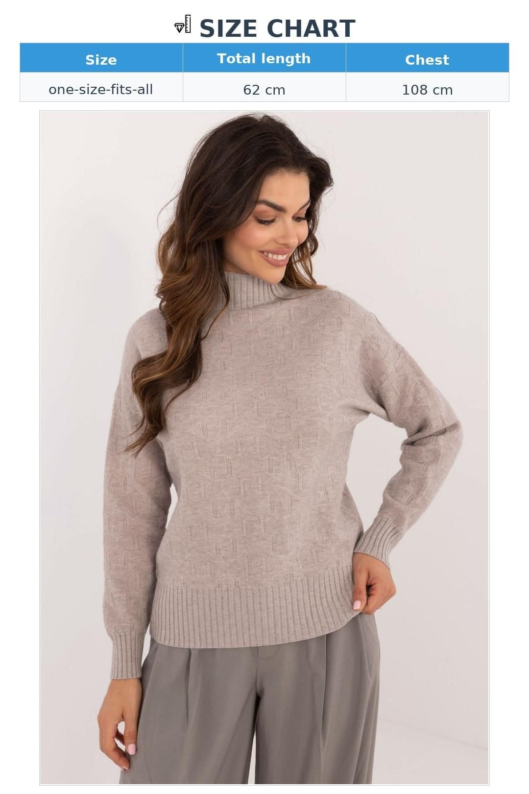 Love Lace Love Lace Women's Textured Half Turtleneck Casual Sweater in Beige - 4