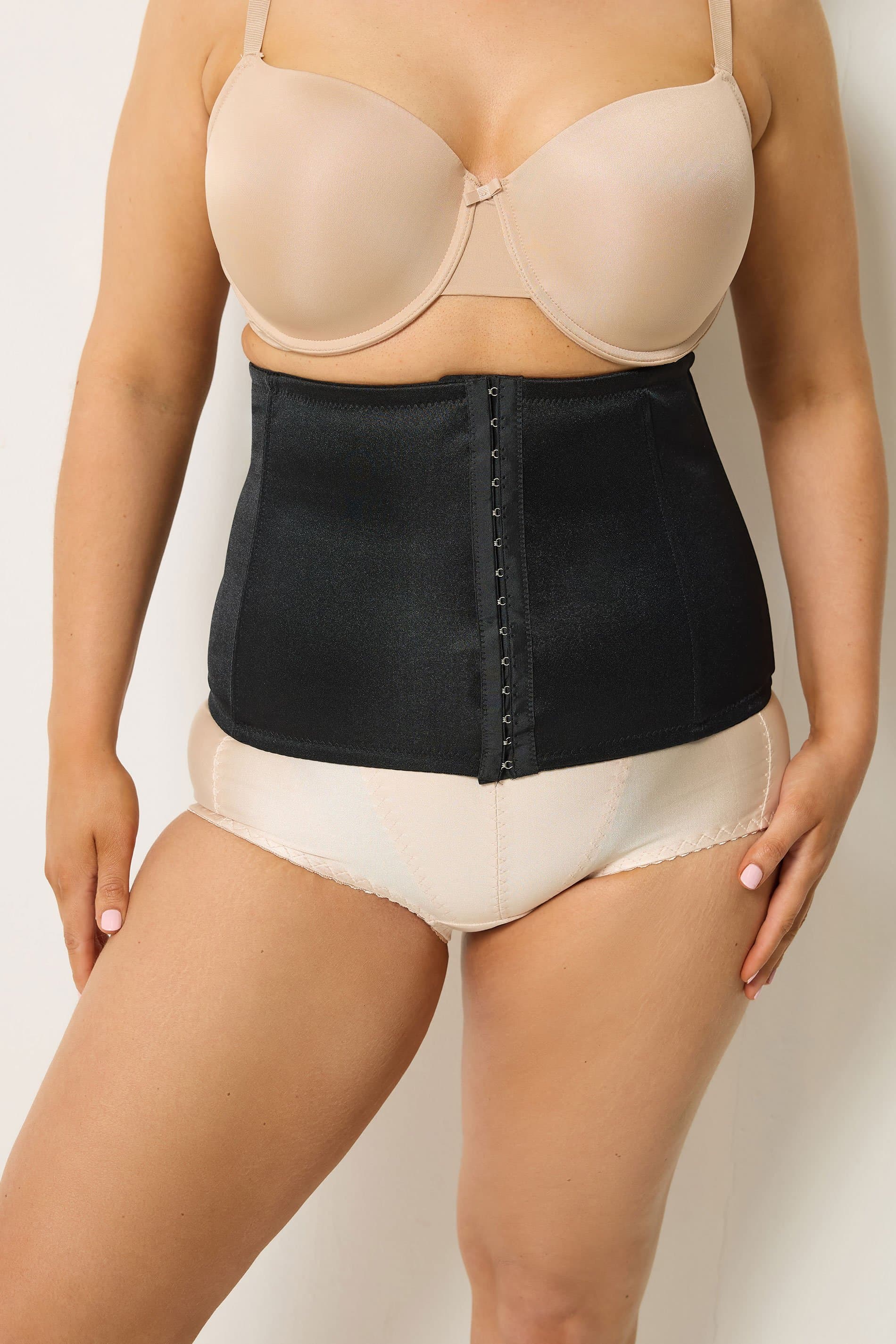 Yours Plus Size Black Hook & Eye Control Belly Band