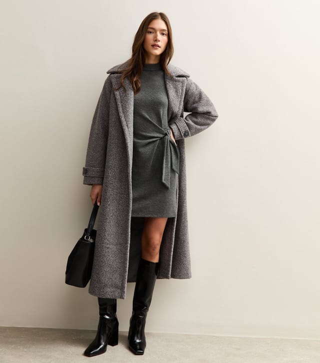 New Look Women's Dark Grey Tie Belt Mini Dress New Look - 3