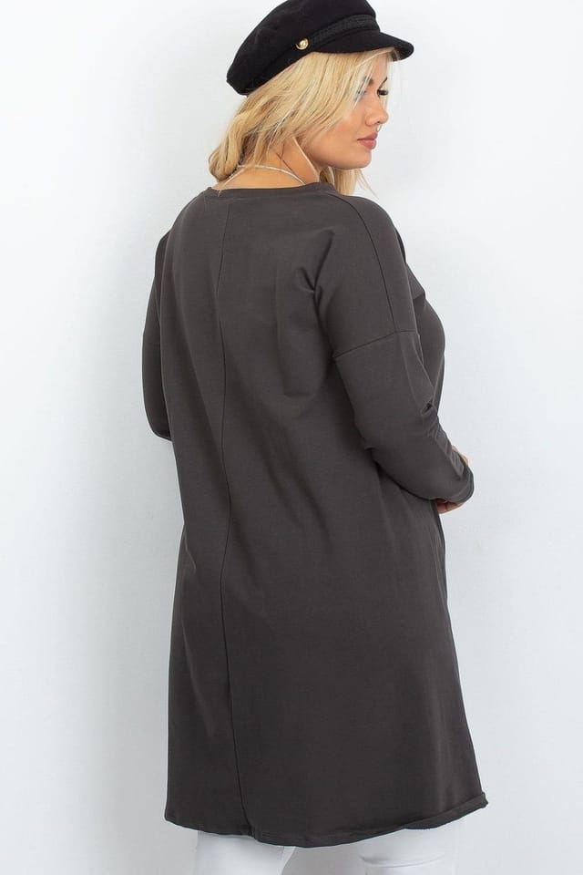 Love Lace Love Lace Women's Plus Size Asymmetrical Draped Tunic with Pockets in Charcoal - 3