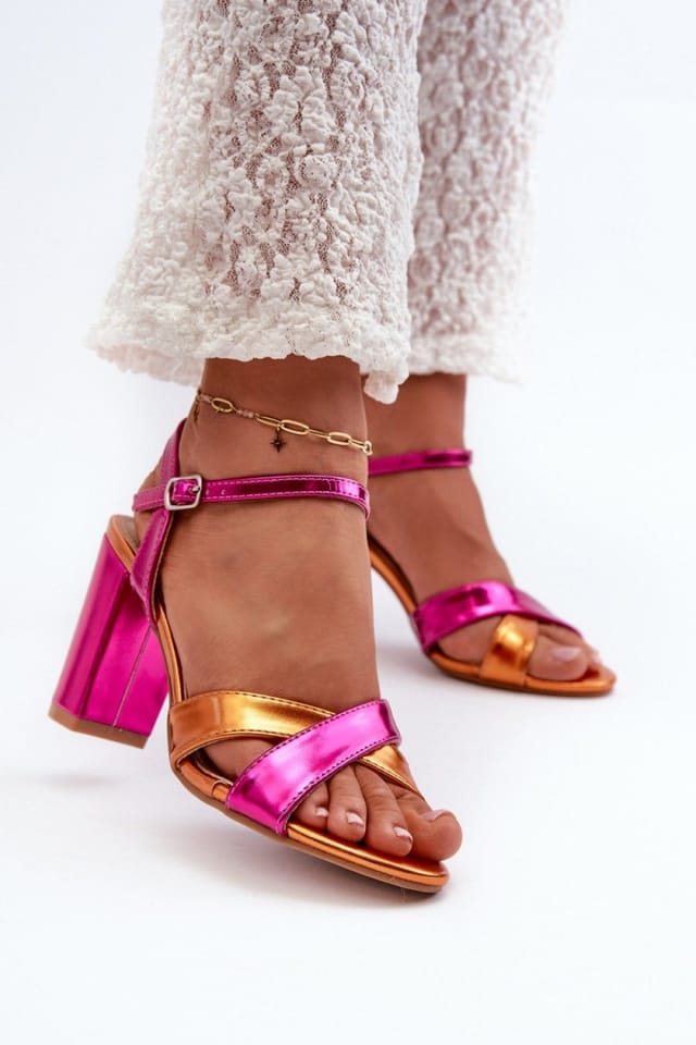 Love Lace Love Lace Women's Intertwining Strap Stiletto Heel Sandals with Buckle Comfort in Pink - 3