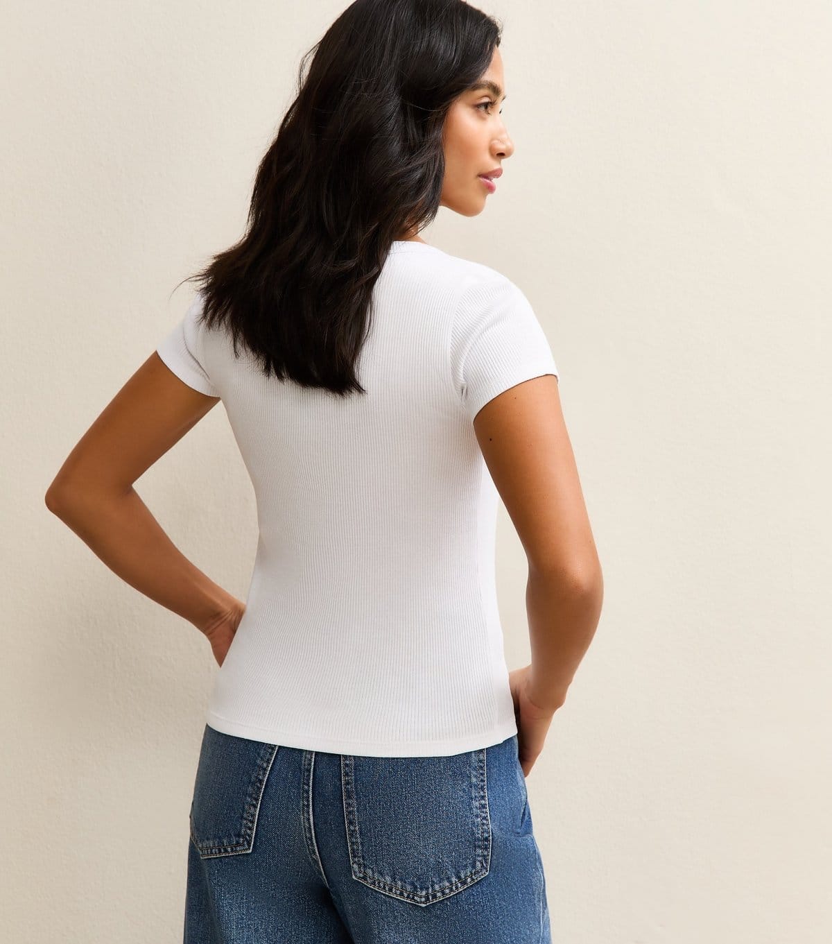 New Look Women's Petite White Ribbed Square Neck Top New Look - 4