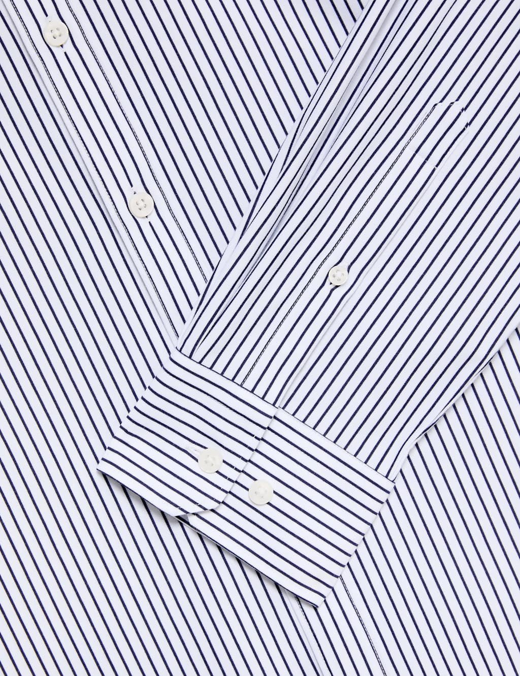 Marks & Spencer M&S Regular Fit Ultimate Non Iron Jersey Striped Shirt White/Navy - 2