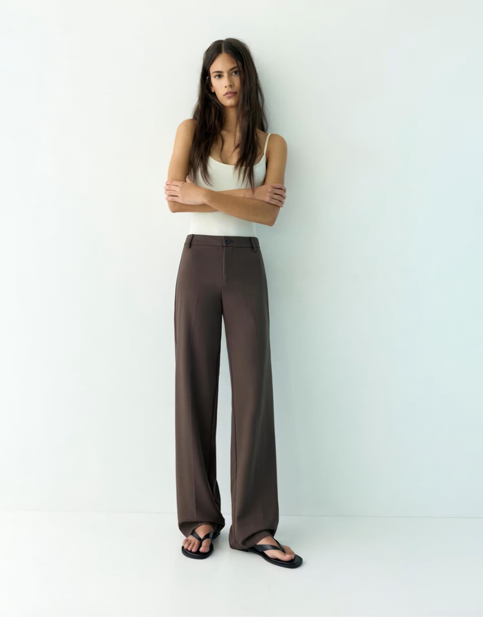 ASOS Pull&Bear straight leg trousers in brown