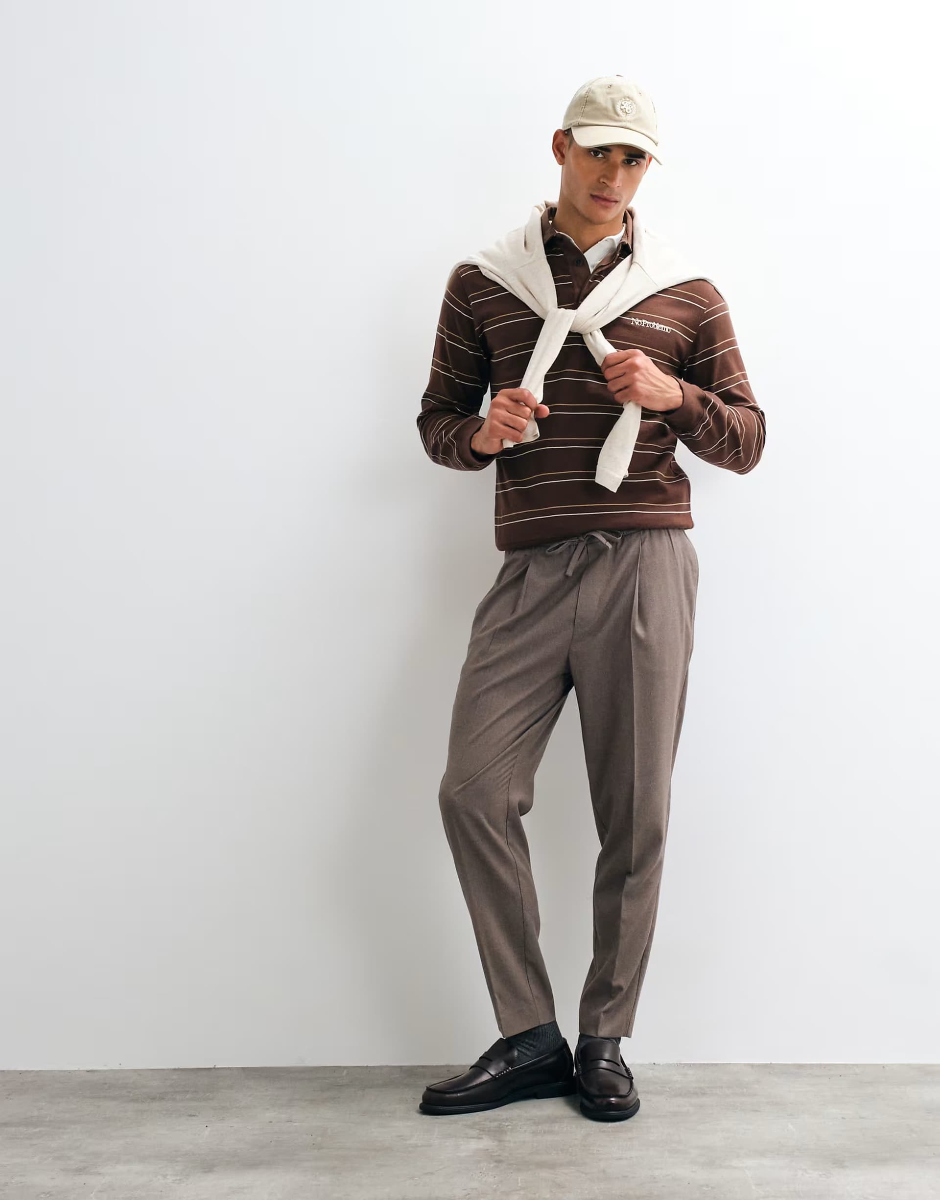 ASOS ASOS DESIGN tailored pull on tapered flannel trousers in dark stone
