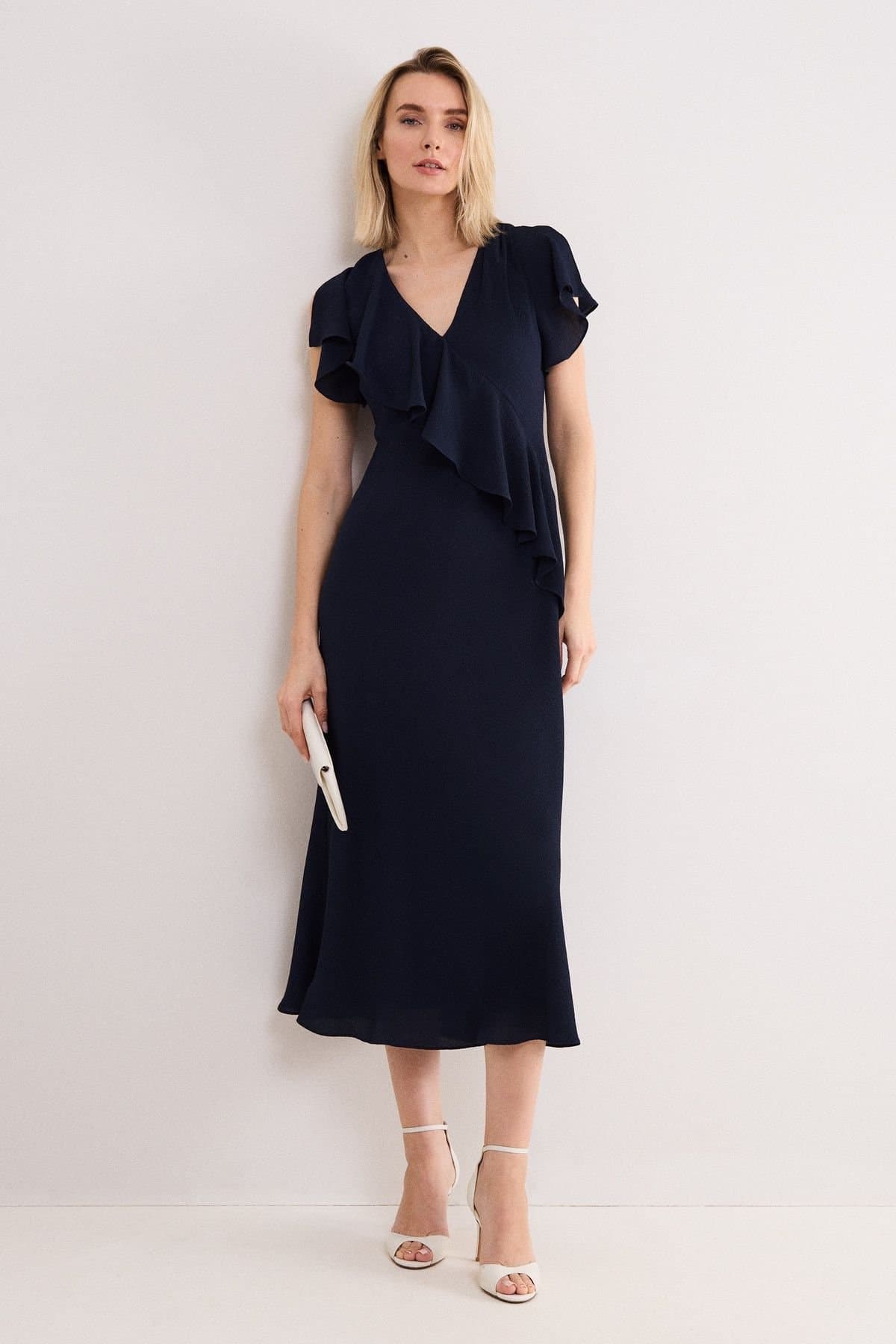 Phase Eight Phase Eight Women's Cosette Ruffle Detail Midi Dress in Dark Navy