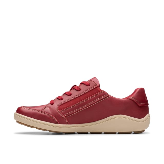 Clarks Clarks Women's Bryianne Bayla Red Leather Trainers - 2