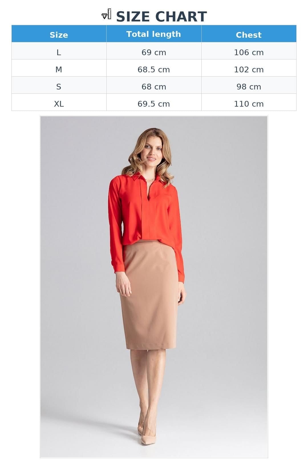 Love Lace Love Lace Women's Collared Long Sleeve Pleated Front Blouse in Red - 4
