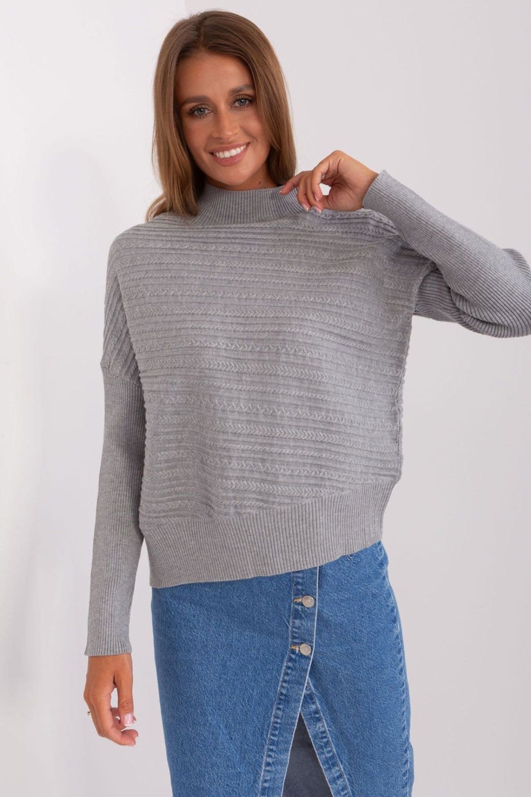 Love Lace Grey Variegated Turtleneck Sweater