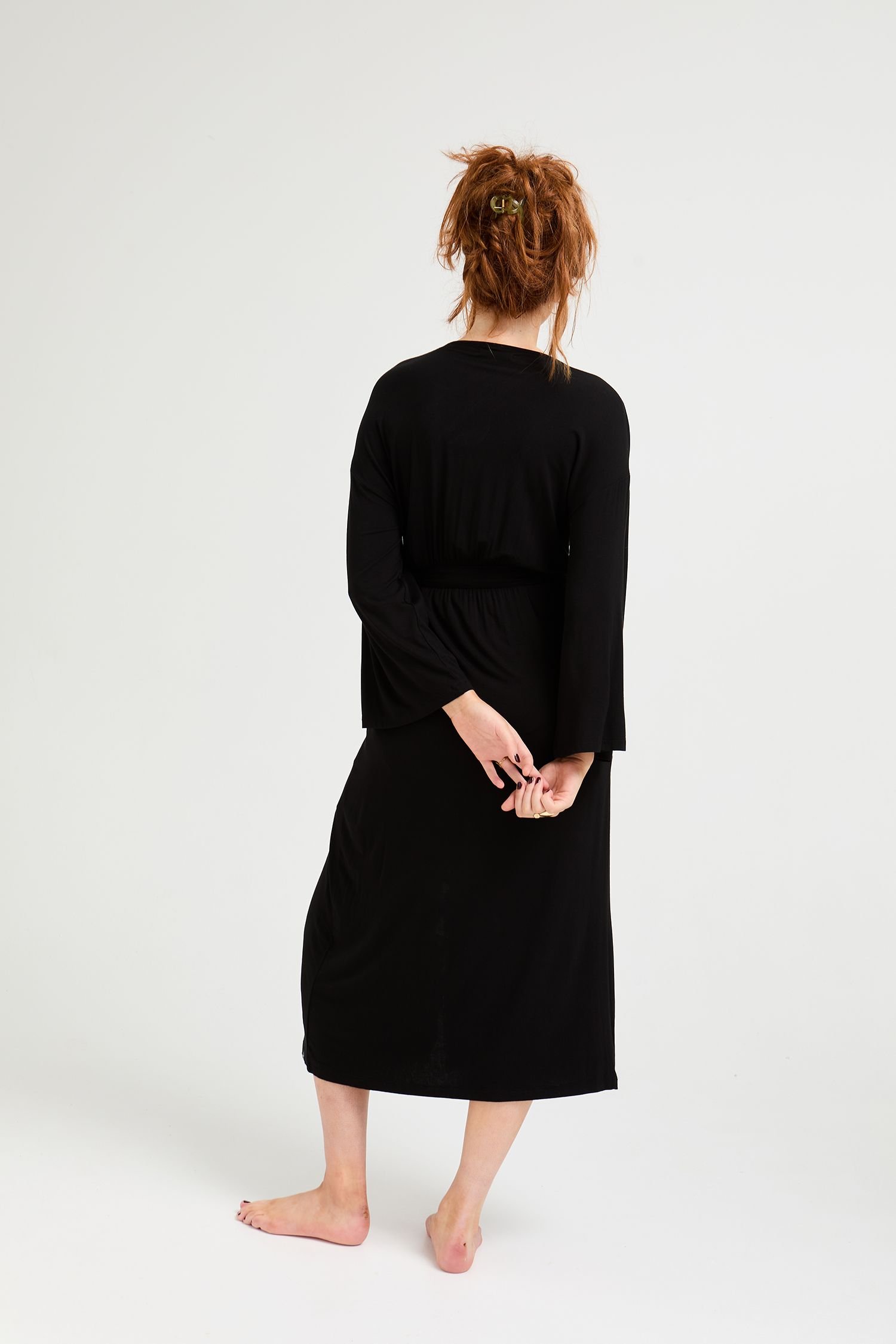 Pretty You London Pretty You London Women's Bamboo Frill Kimono in Black - 3