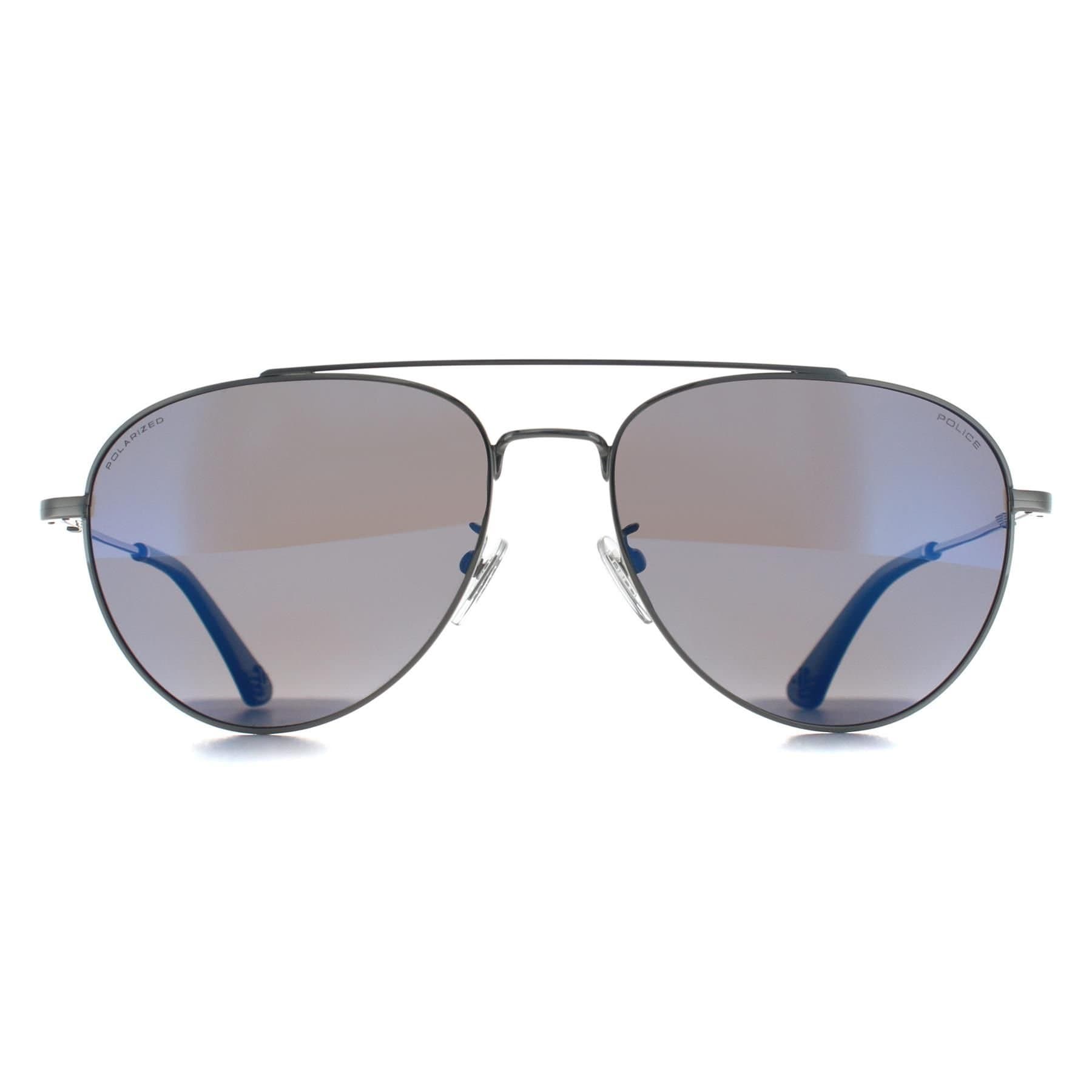 Police Police Men's Aviator Shiny Palladium Blue Gradient SPLP20E Origins Lite 29 in Silver